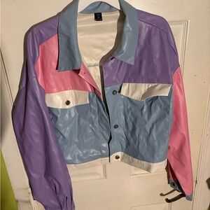 SHEIN Purple and Pink Bomber Jacket Retro Style